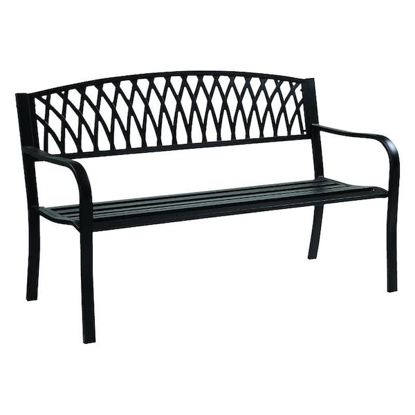 Living Accents Black Cast Iron Grass Back Park Bench 33.46 in. H X 50 in. L X 23.62 in. D KMS620G - main